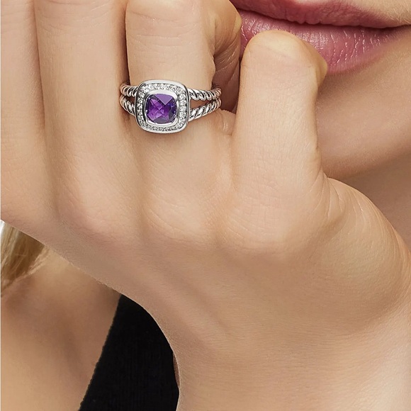 David Yurman  Petite Albion® Ring With Pavé Diamonds Amethyst - Picture 3 of 4